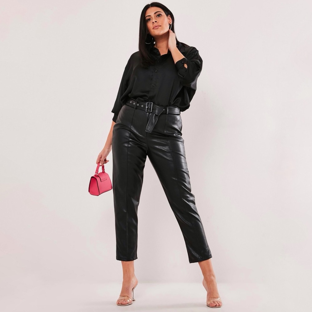 Missguided | Faux Leather Belted Tapered Trouser Size‎ US 12